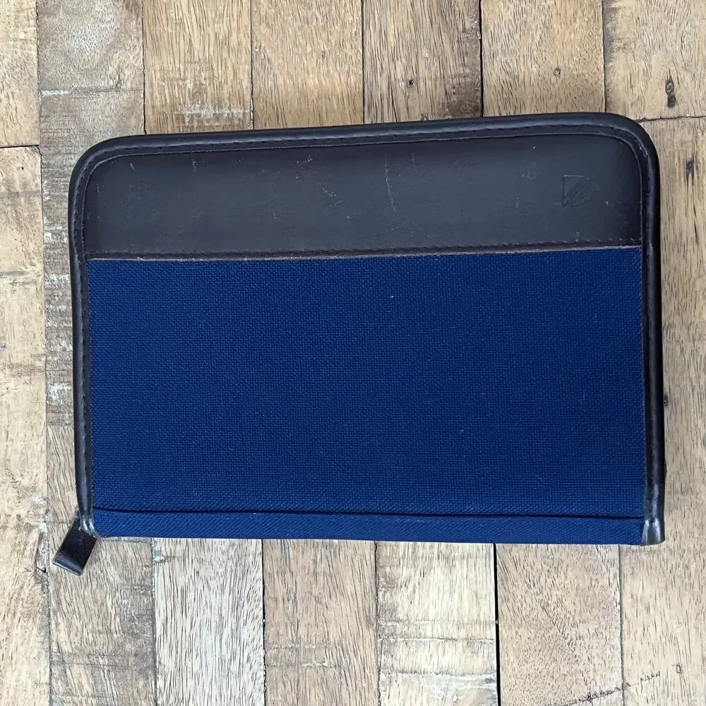 1992 Cambridge Black & Blue Canvas Planner Zip Around 6 Rings Calendar